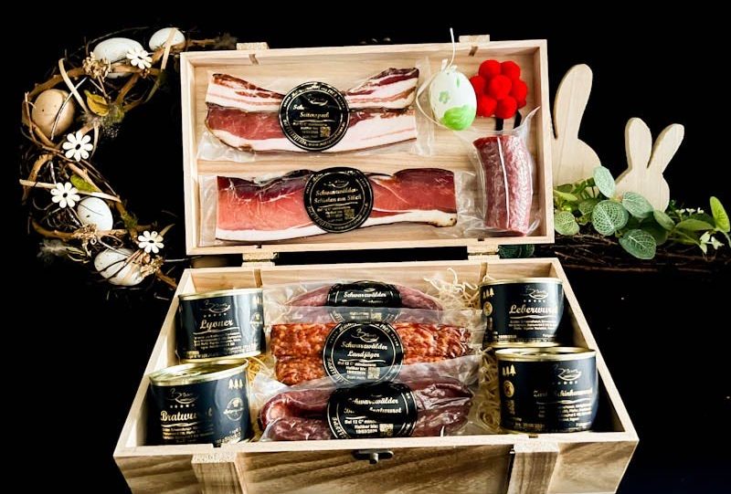 Schäufeleshop, Badische Spezialitäten zu Ostern Schäufeleshop Titelbild, Ostergeschenke mit Bratwurst, Lyoner, Schwarzwälder Schinken und Landjäger